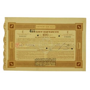 List zastawny 4,5% na 100 zł Państwowy Bank Rolny, 1929 r.
