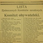 Lista Zjednoczonych Komitetów narodowych na wybory do rady miasta, Lwów.