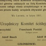 Odezwa z listą Komitetu Urzędniczego na wybory do rady miasta, Lwów, 1911r.