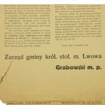 Obwieszczenie Zarządu Gminy Lwów o wprowadzeniu kart na chleb, 1915r.