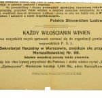 Ulotka przedwyborcza Polskiego Stronnictwa Ludowego na wybory do sejmu II RP