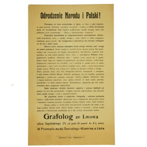 Ulotka reklamowa usług lwowskiego grafologa, II RP.