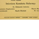 Ulotka Komitetu Reformy Gospodarki Gminnej z listą kandydatów na wybory do rady miasta, Lwów.