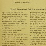 Ulotka Zarządu Stronnictwa Katolicko - Narodowego z listą kandydatów na wybory do rady miasta Lwów, 1908r.