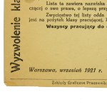 Ulotka Komitetu Wyborczego Centralnej Komisji Związków Zawodowych w Polsce, 1921r.