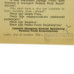 Ulotka Polskiej Partii Socjalistycznej z 24 kwietnia 1922r