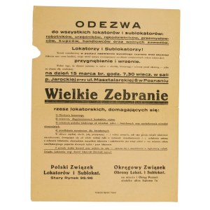 Odezwa Polskiego Związku Lokatorów i Sublokatorów, Poznań, II RP.