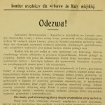 Odezwa z listą Komitetu Urzędniczego na wybory do rady miasta Lwów, 1911r.