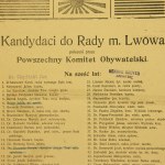 Ulotka z listą Powszechnego Komitetu Obywatelskiego m. Lwów na wybory do rady miasta, 1911r.