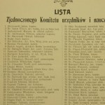 Afisz z listą Komitetu Urzędników i Nauczycieli na wybory do rady miasta Lwów, 1911r.
