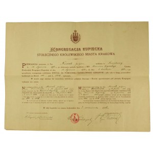 Dyplom pomocnika handlowego, 1926r, Kraków.