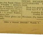 Ulotka Polskiej Partii Socjalistycznej wydana w Warszawie w 1924r.