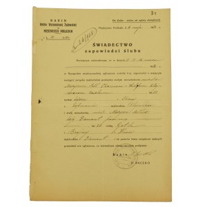 Dokument z podpisem rabina Międzyrzeckiego Okręgu Bożniczego P.Raczko