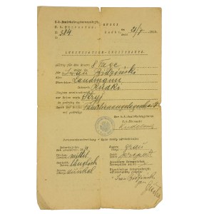 Legitymacja personalna, Rudki 1915r.