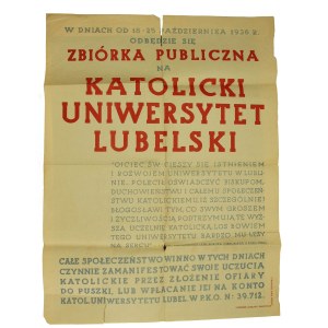 Afisz - Zbiórka na Katolicki Uniwersytet Lubelski, Lublin, 1936r.