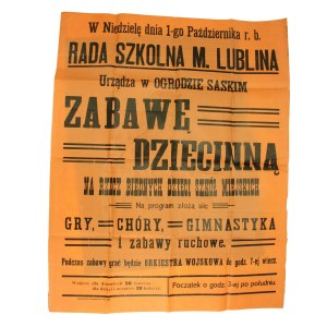 Afisz -zabawa charytatywna, Lublin, I wojna św.