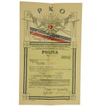 Polisa ubezpieczeniowa PKO wraz z kopertą, II RP.