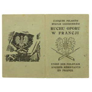 Legitymacja Związku Polaków Byłych Uczestników Ruchu Oporu we Francji, 1946r