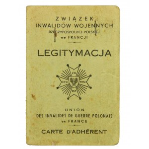 Legitimation of the Union of War Invalids of the Republic of Poland in France, 1946.