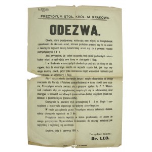 Odezwa miasta Krakowa z 1915 roku, przygotowanie chorągwi w barwach narodowych
