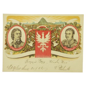 Patriotisches Telegramm Tadeusz Kościuszko und Pater Józef Poniatowski, 1922