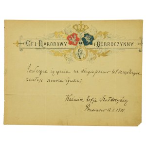 Telegram patriotyczny Cel Narodowy i Dobroczynny, 1901 r