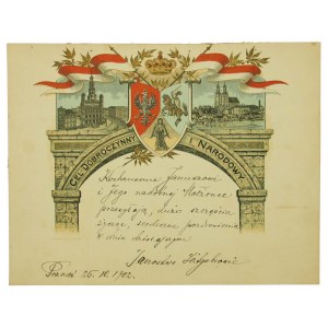 Patriotic telegram Benevolent and National Purpose with three-field coat of arms, 1902r