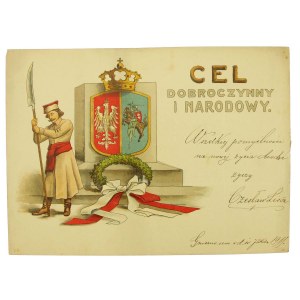 Telegram patriotyczny Cel Dobroczynny i Narodowy kosynier, 1911 r.