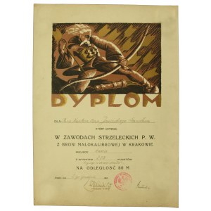 Diploma - shooting competition of the 20th Infantry Regiment, Cracow, 1928r.