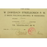 Dyplom - zawody strzeleckie 20 pułk piechoty, Kraków, 1928r