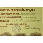 Diploma - shooting competition, Zw. Strzelecki Kraków, 1932r