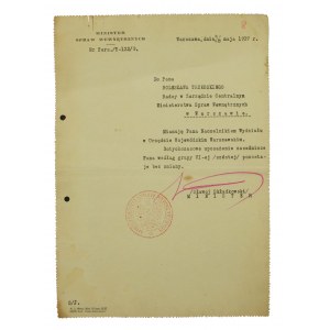 Document of appointment of the Head of Department of the Ministry of the Interior, Signature Slawoj Składkowski