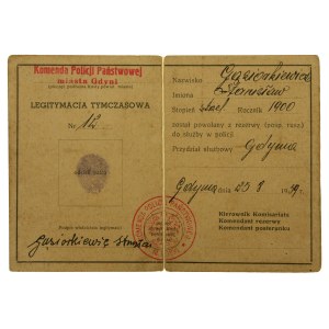 Legitimation of a policeman, Gdynia, 25.8.1939r