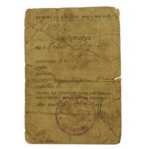 Personal ID card, Lviv, 1919.