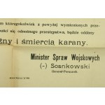 Ogłoszenie gen. Sosnkowskiego w sprawie sądów doraźnych, 1920r