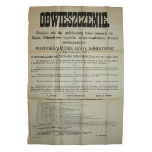 Afisz - rozporządzenie RM o zdradzie stanu, 1931r