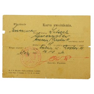 Karta zwolnienia z więzienia, Szczecin, 16.10.1946r.