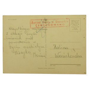 Grußkarte mit dem Stempel der Strafvollzugsanstalt Sieradz