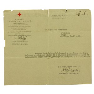 Wezwanie PCK z 1936r w sprawie listu aresztowanego syna.