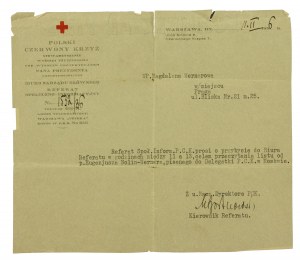 Wezwanie PCK z 1936r w sprawie listu aresztowanego syna.