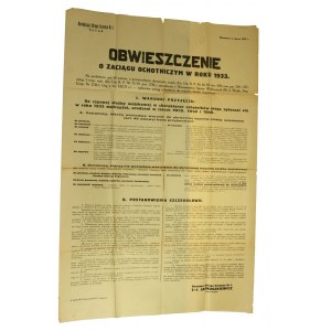 Afisz - rozporządzenie gen. Jarnuszkiewicza z 1933 roku o zaciągu ochotników do Armii Polskiej