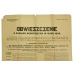 Plakat - Erlass von General Jarnuszkiewicz von 1933 über die Rekrutierung von Freiwilligen für die polnische Armee