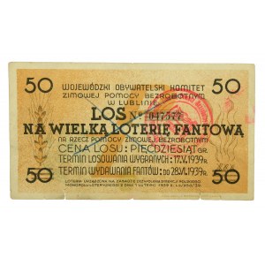 Lottery ticket for winter relief for the unemployed, Lublin, 1939