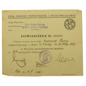 LOPP certificate, 1935, Lodz.
