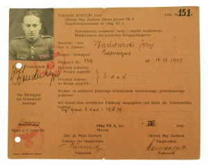 Zaświadczenie tożsamości oficera z obozu jenieckiego VII a Murnau