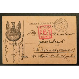 Karta poczty polowej Legionów Polskich, 1916r, Łódź