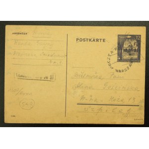 Kartka pocztowa- poczta polowa Powstanie Warszawskie 1944r.