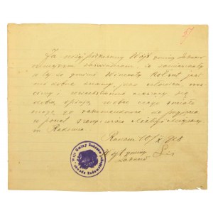 Rekomendacja członka milicji miejskiej, Radom 1918r