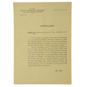 Niemiecki komunikat z 24.11.1939 r Generalne Gubernatorstwo