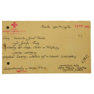 Karta rejestracyjna PCK z 1940r - zaginiony żołnierz polski